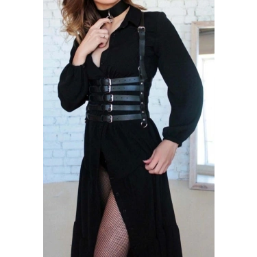 5 Sıralı Deri Kemer Ve Choker Takım - 609