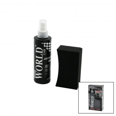 SHINE WORLD CAR  LASTİK - TAMPON  PARLATICI SPREY SETİ  PLASTİK ŞİŞE   250ML ± %10 PARLATMA SÜNGERİ (K95)
