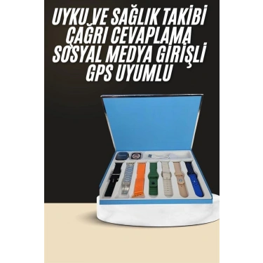 7 Kordonlu Unisex Akıllı Saat Çoklu Kordon Seçeneği Amoled Ekran