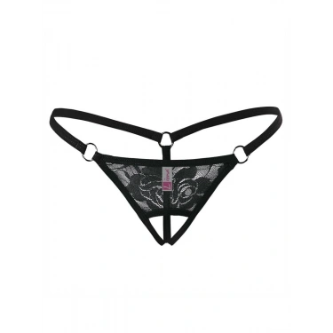 Ağı Açık Siyah Dantelli Fantezi İç Çamaşırı G String