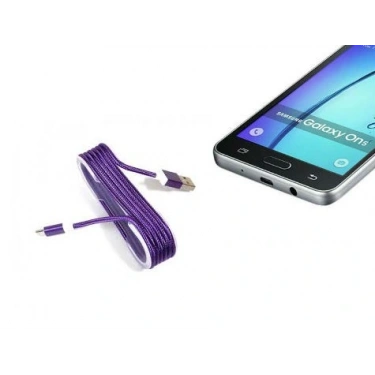 Android Örgü Şeklinde Renkli Çelik Şarj Data Kablosu - Mor