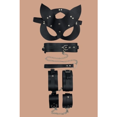  Siyah 4lü Maske ,Tasma,Kelepce Harness Set