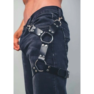 Bacağı Saran Seksi Deri Harness - m51