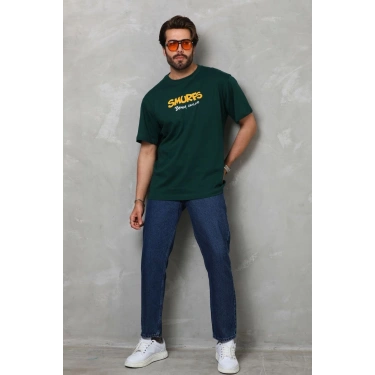 Basic Bisiklet Yaka Oversize T-Shirt - Yeşil -