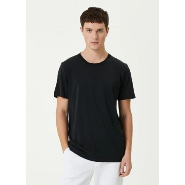 Basic Bisiklet Yaka Regular T-Shirt - Siyah -