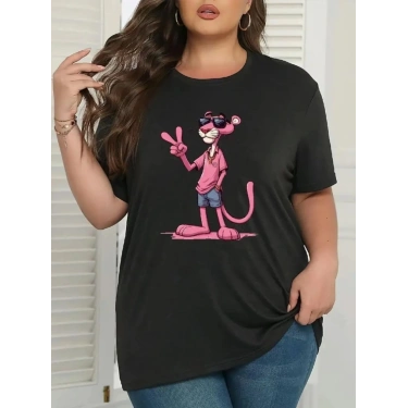 Baskılı Oversize Bisiklet Yaka T-shirt - Beyaz