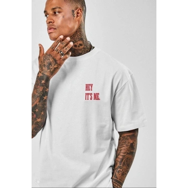 Baskılı Oversize T-Shirt - Beyaz -