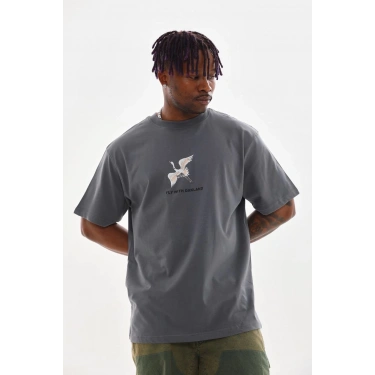 Baskılı Oversize T-Shirt - Füme -