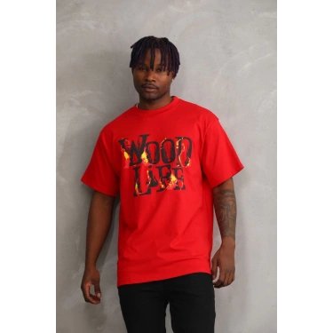 Baskılı Oversize T-Shirt - Kırmızı -