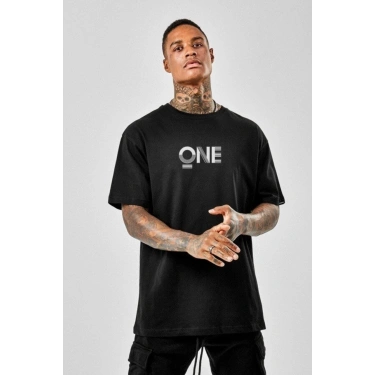 Baskılı Oversize T-Shirt - Siyah -