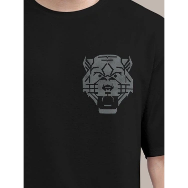 Baskılı Oversize T-shirt - Siyah -