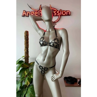 Bayan İç Giyim Deri Sütyen Takım - 422