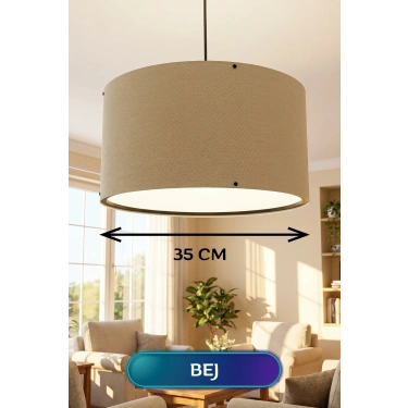 Bej Kumaş Başlıklı Sarkıt Avize 35 CM