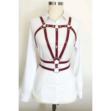 Beli Çift Sıralı Üçgen Deri Harness - 114