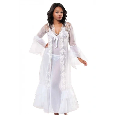 Beyaz Dantelli Sabahlık & Gecelik Takım 2 Li - 1485