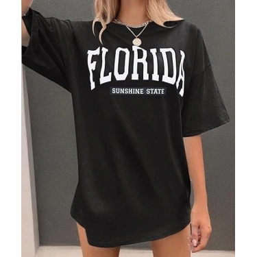 Bisiklet Yaka Baskılı T-shirt - Siyah
