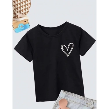 Bisiklet Yaka Baskılı T-Shirt - Siyah -