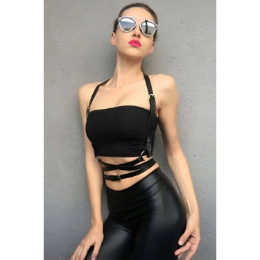 Body Üzeri Sexy Deri Harness - 198