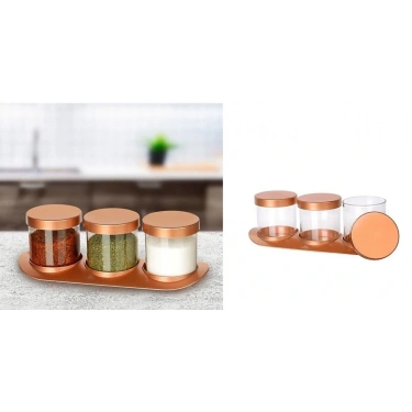 Bronz Baharat Seti Lüx 3lü Set