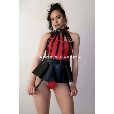 Büstiyer Etek, Büstiyer Deri Harness - 998