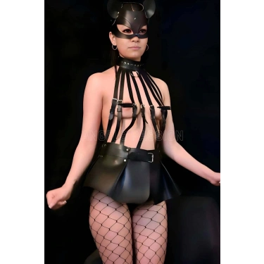 Büstiyer Ve Choker Görünümlü Şık Etek Harness - 998
