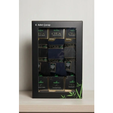 Çega Bambu Erkek Soket Çorap Asorti Renk 6 Adet