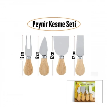 CHEESE KNİFE SET 4PCS PEYNİR BIÇAK SETİ AHŞAP BAMBU SAPLI (4887)