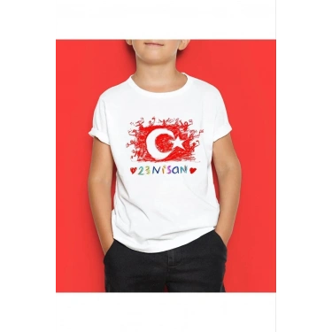 Çocuk Baskılı T-Shirt - Beyaz
