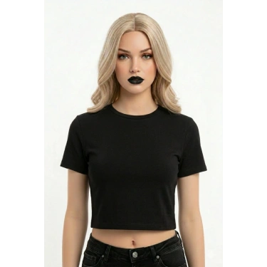 Crop Kısakollu Body Siyah Renk