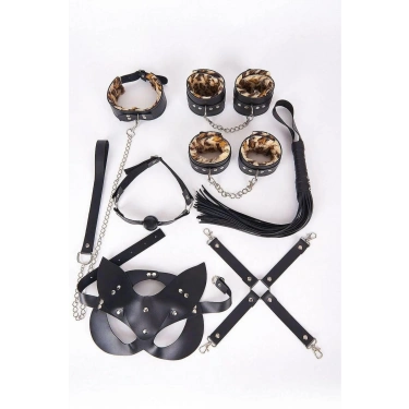Deri Harness Leopar Set