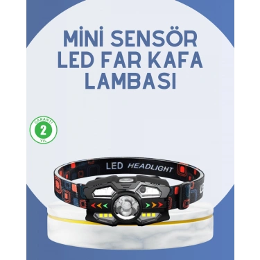 El Sensörlü LED Far Suya Dayanıklı Şarjlı Kafa Lambası