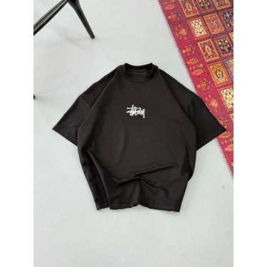 Erkek Baskılı Oversize T-shirt - Siyah