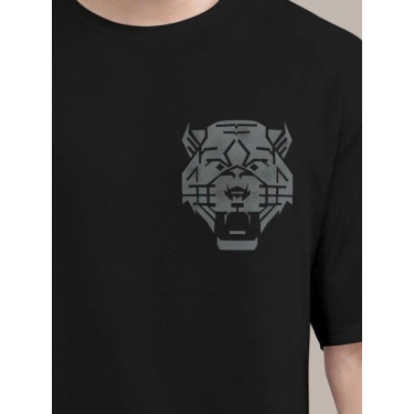 Erkek Baskılı Oversize T-shirt - Siyah