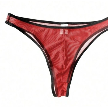 Erkek  Biyeli Kırmızı Transparan Brazillian Slip