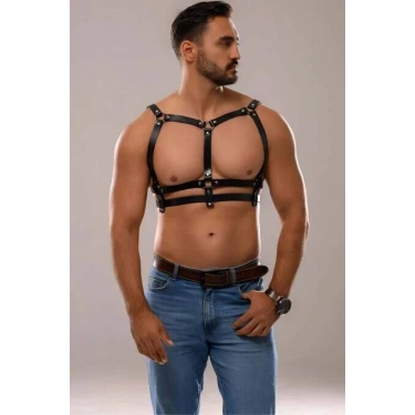 Erkek Deri Seksi Göğüs Harness - m138