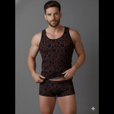 Erkek Desenli Tank Top Boxer Takımı