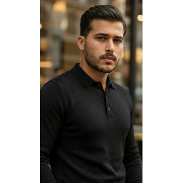 Erkek Düğme Yakalı Triko