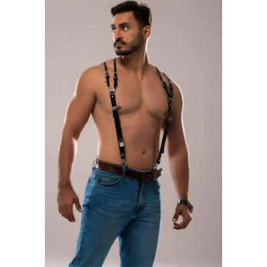 Erkek Omuzdsan Askılı Deri Harness - m140