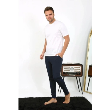 Erkek Pamuk Tek Alt Pijama Lacivert