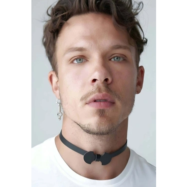 Erkek  Seksi Boyunluk Deri Harness  - m87