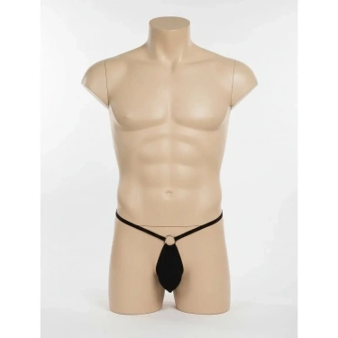 Erkek Siyah Halka Detaylı String Tanga