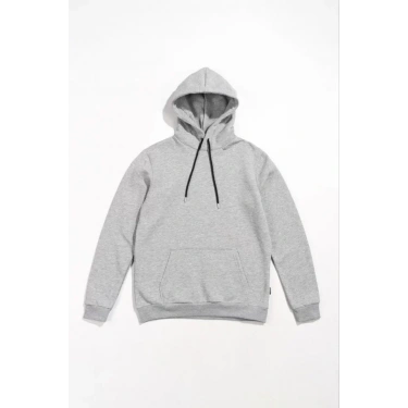 Erkek Uzun Kol Kapşonlu Basic Sweatshirt Hoodie - Gri