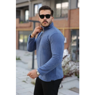 Erkek Zip Yaka Beli Lastikli Polar