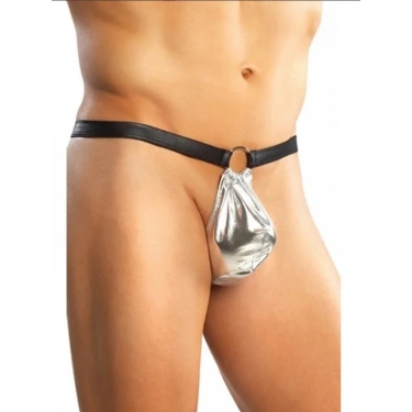 Fantezi Gümüş Seksi Halkalı Erkek String-tanga