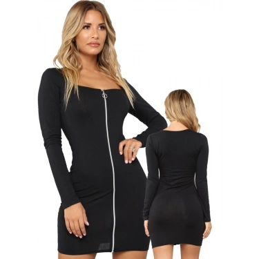 Fermuarlı Mini Elbise