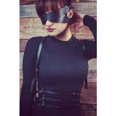 Göz Maskeli Seksi Deri Harness - 471