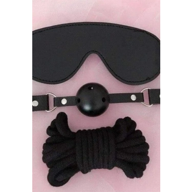 Gözlük Ağız Topu İp Üçlü Deri Harness Set
