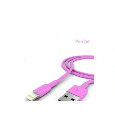 İphone Şarj Data Kablosu - Pembe