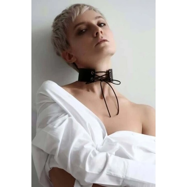 İpli Bağlamalı Deri Choker Tasma - 900