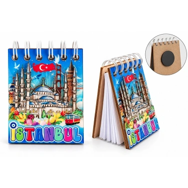 İstanbul Temalı Ahşap Magnetli Not Defteri